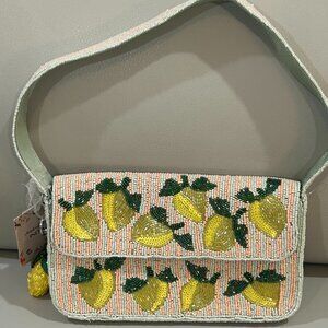 Handcrafted in India Striped Beaded Bag with Lemon Design Brand new with tags Pa